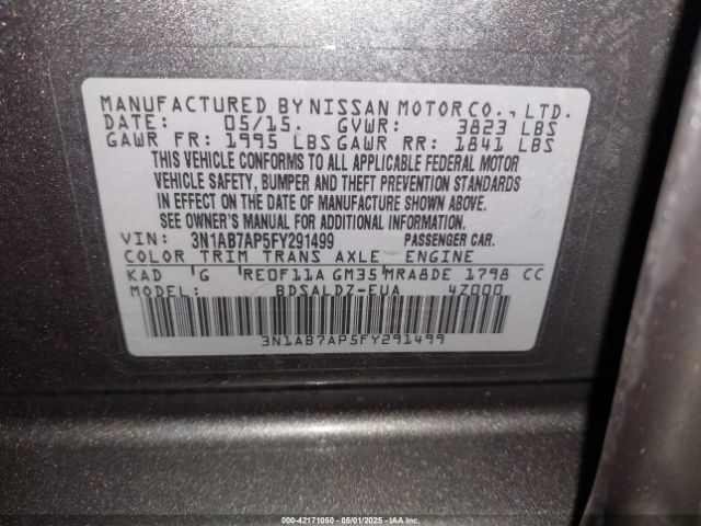3N1AB7AP5FY291499 Nissan SENTRA SV