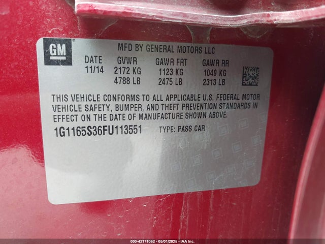 1G1165S36FU113551 Chevrolet IMPALA 2LZ