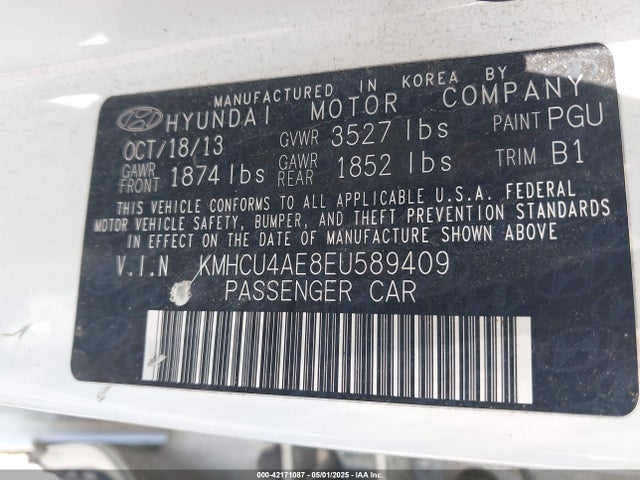 KMHCU4AE8EU589409 Hyundai ACCENT GLS