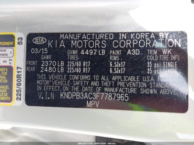 KNDPB3AC3F7787965 KIA Sportage Lx