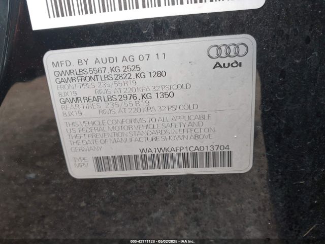 2012 AUDI Q5 WA1WKAFP1CA013704 Photo 8