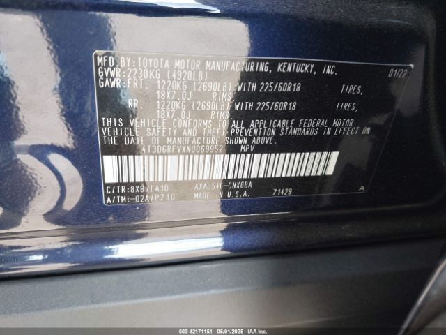 4T3D6RFVXNU069952 Toyota Rav4 Hybrid Limited