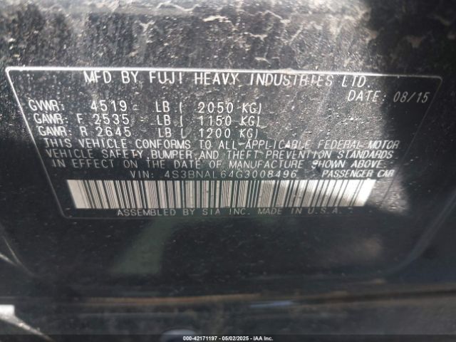 4S3BNAL64G3008496 Subaru Legacy 2.5i Limited