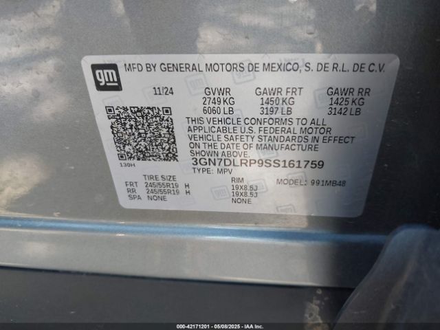 3GN7DLRP9SS161759 Chevrolet Equinox Ev Lt