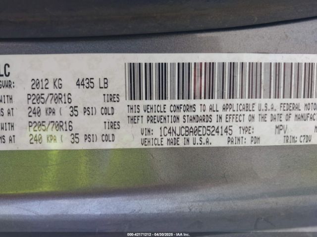 1C4NJCBA0ED524145 Jeep Compass Sport