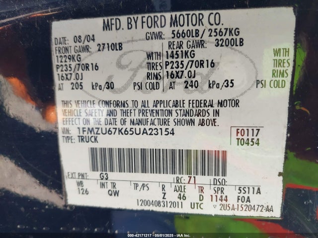 Продаж на аукціоні авто 2005 Ford Explorer Sport Trac Adrenalin/xls/xlt, vin: 1FMZU67K65UA23154, номер лоту: 42171217