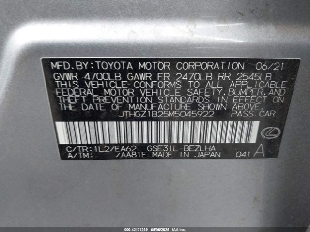 2021 LEXUS IS 350 JTHGZ1B25M5045922 Photo 8