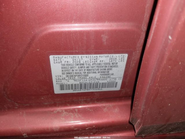 3N1AB7AP8HY316866 Nissan SENTRA SL