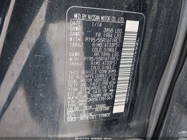 JN8AZ2KR5ET351367 Nissan Cube 1.8 Sl