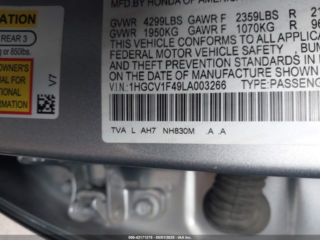 1HGCV1F49LA003266 Honda ACCORD EX