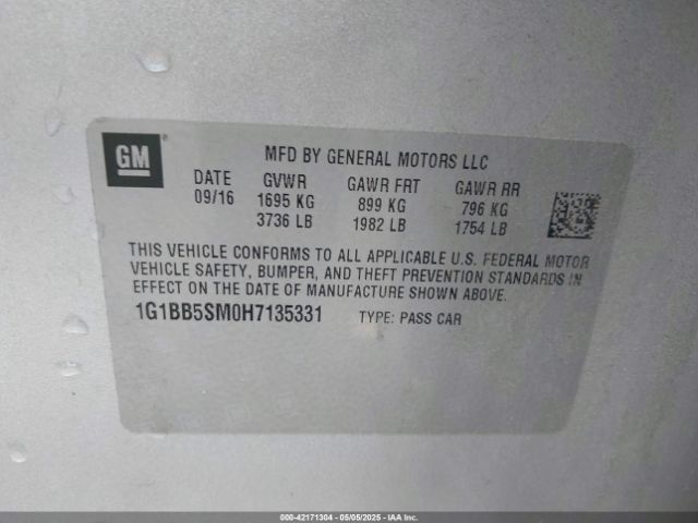 1G1BB5SM0H7135331 Chevrolet Cruze Ls Manual