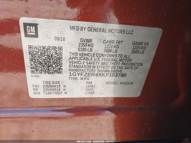 1GYFZER4XKF103780 Cadillac XT4 SPORT