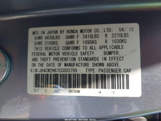 2012 ACURA TSX JH4CW2H67CC003799 Photo 8