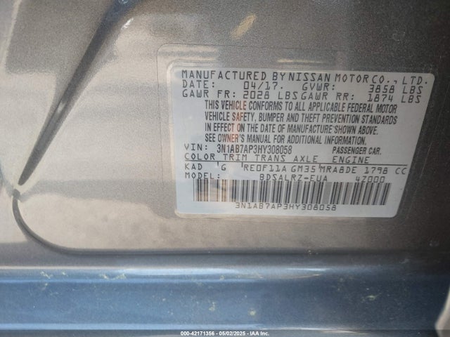 3N1AB7AP3HY308058 Nissan SENTRA SR