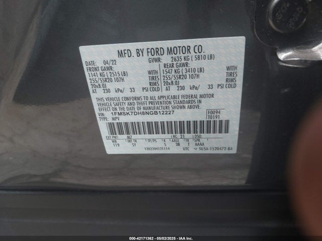 1FMSK7DH8NGB12227 Ford EXPLORER XLT