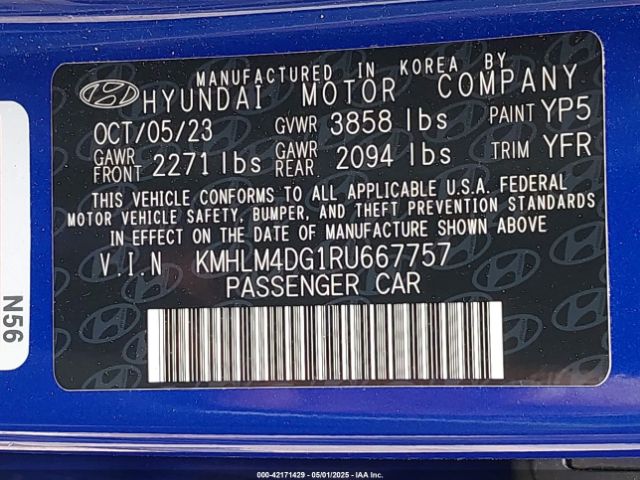 KMHLM4DG1RU667757 Hyundai ELANTRA SEL