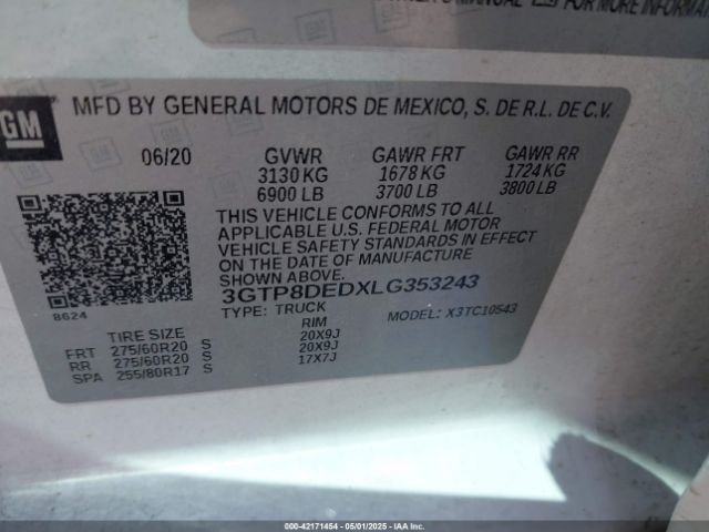 2020 GMC SIERRA 1500 3GTP8DEDXLG353243 Photo 8