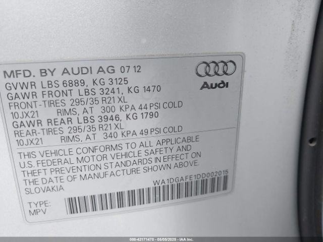 2013 AUDI Q7 WA1DGAFE1DD002015 Photo 8
