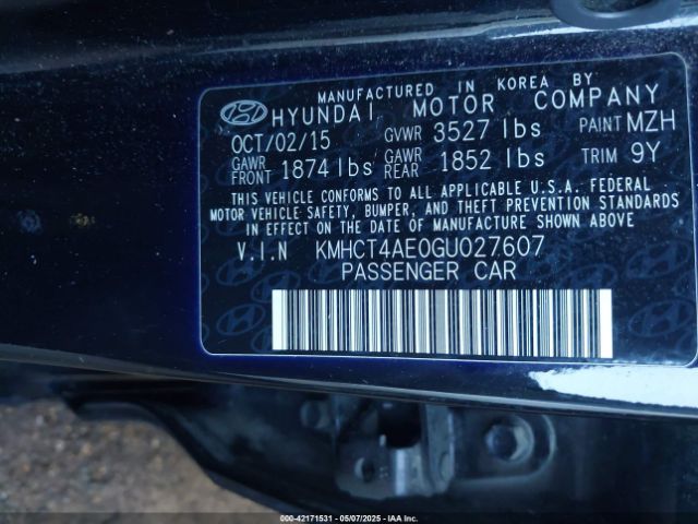 KMHCT4AE0GU027607 Hyundai ACCENT SE