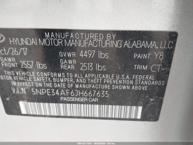 5NPE34AF6JH667635 Hyundai Sonata Sport