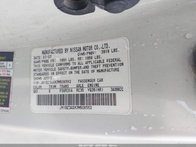 2007 NISSAN 350Z JN1BZ34DX7M506552 Photo 8