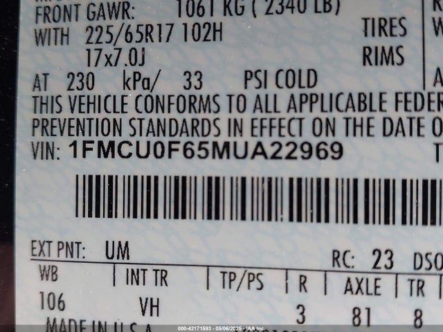 Ford ESCAPE S 2021 1FMCU0F65MUA22969 Image 9