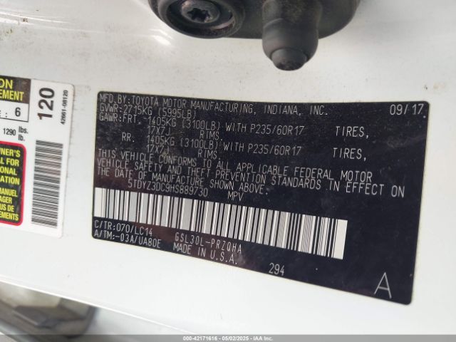 5TDYZ3DC9HS889730 Toyota 2gr-fks