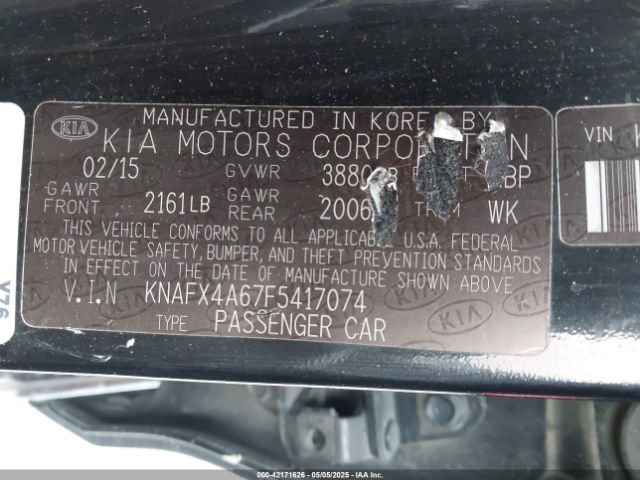 KNAFX4A67F5417074 KIA FORTE LX