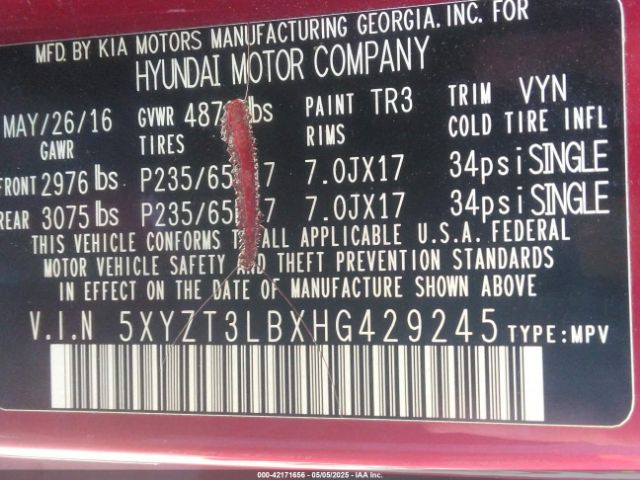 5XYZT3LBXHG429245 Hyundai Santa Fe Sport 2.4l