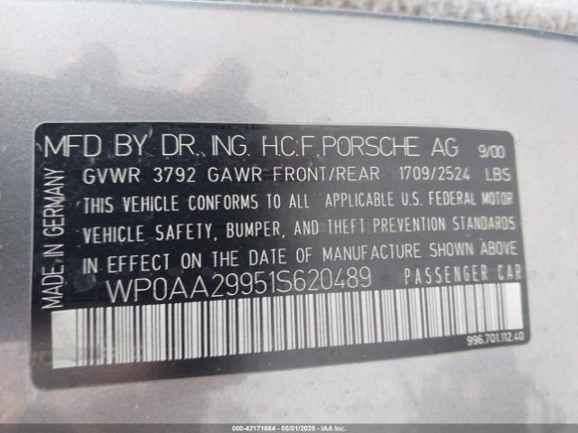 2001 PORSCHE 911 WP0AA29951S620489 Photo 8