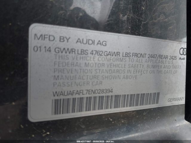 2014 AUDI A4 WAUAFAFL7EN028394 Photo 8