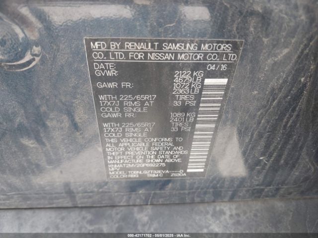 KNMAT2MV2GP692275 Nissan ROGUE SV