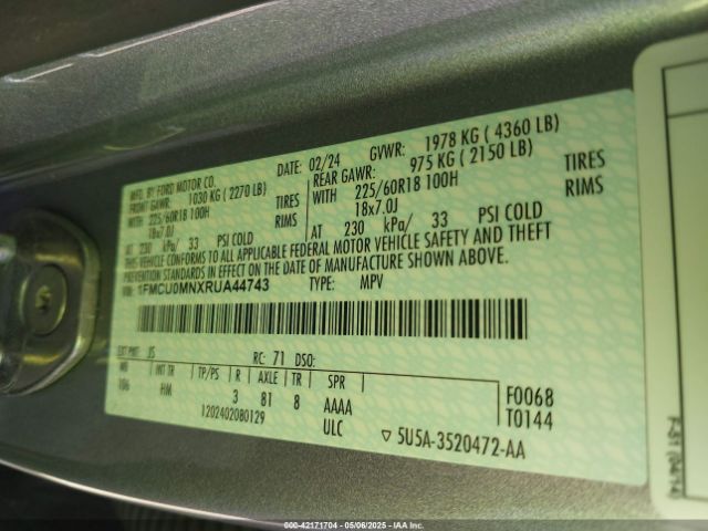 1FMCU0MNXRUA44743 Ford Escape St-line