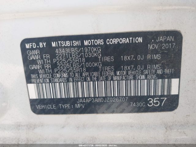 JA4AP3AW0JZ026707 Mitsubishi Outlander Sport 2.4 Se