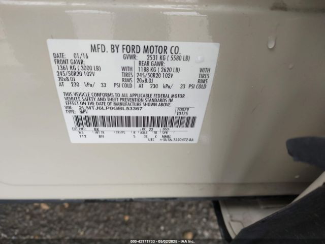 2LMTJ6LP0GBL53367 Lincoln Mkx Reserve