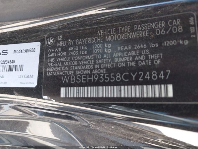 2008 BMW M6 WBSEH93558CY24847 Photo 8