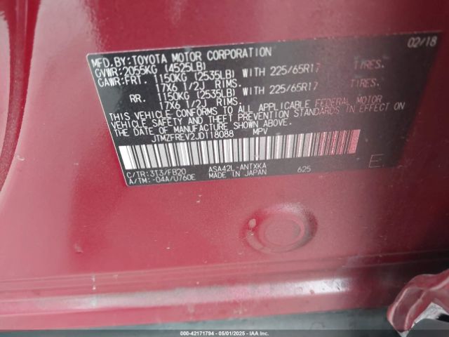 JTMZFREV2JD118088 Toyota RAV4 LE