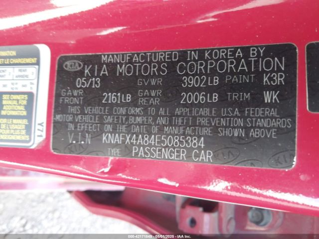 KNAFX4A84E5085384 KIA FORTE EX