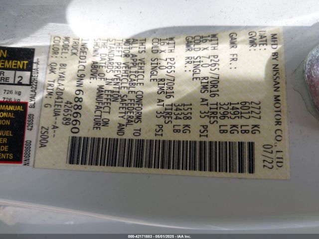 1N6ED1CL9NN688660 Nissan 2022