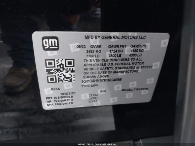 1GYS4HK97PR524995 Cadillac Escalade 4wd V-series