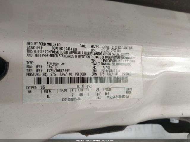 1FADP5BU1FL111048 Ford C-max Hybrid Sel