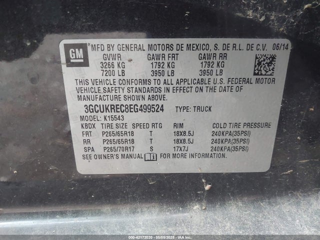 3GCUKREC8EG499524 Chevrolet Silverado 1500 1lt