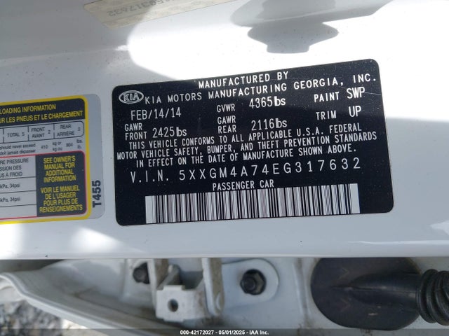 5XXGM4A74EG317632 KIA dohc gdi theta ii