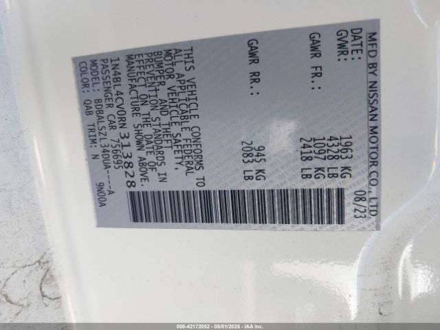1N4BL4CV0RN313828 Nissan Altima