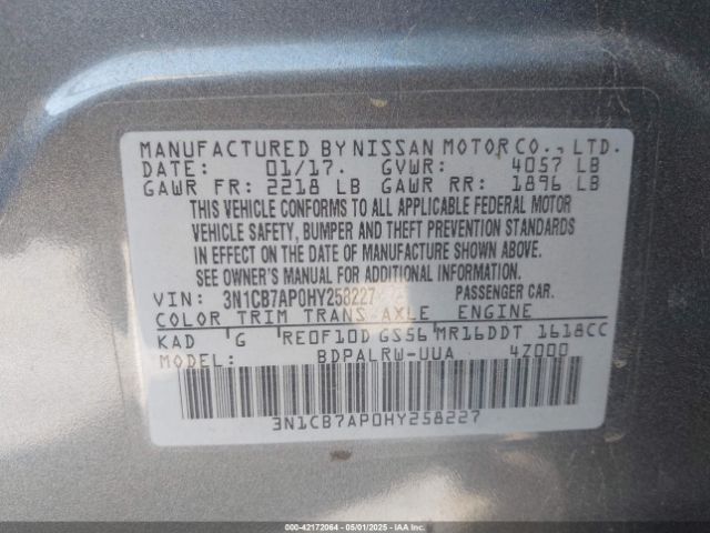 3N1CB7AP0HY258227 Nissan Sentra Sr Turbo