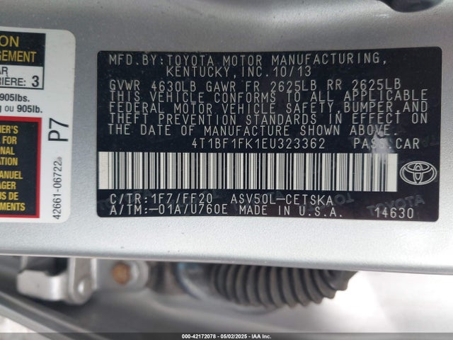 4T1BF1FK1EU323362 Toyota CAMRY SE