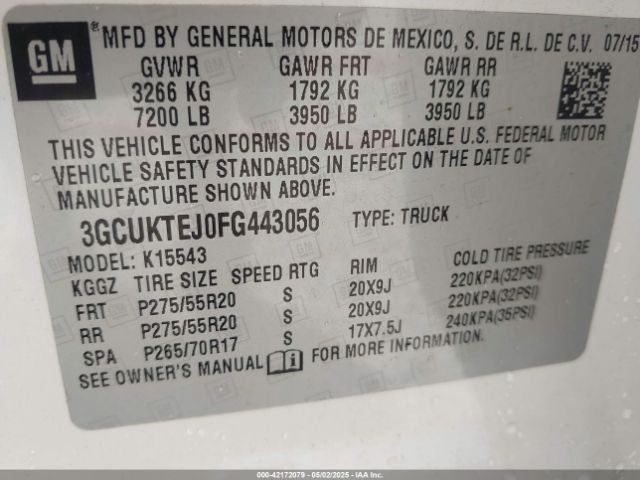 3GCUKTEJ0FG443056 Chevrolet Silverado 1500 High Country