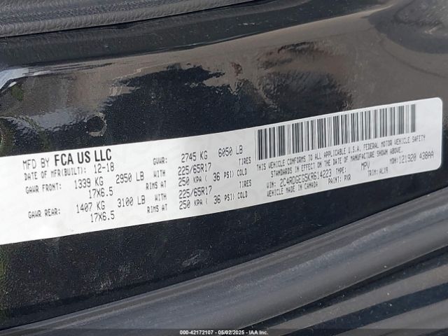 2C4RDGEG5KR614223 Dodge Grand Caravan Gt