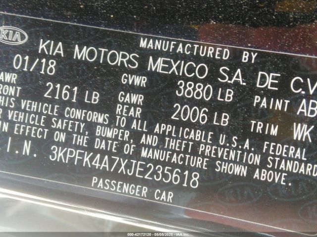3KPFK4A7XJE235618 KIA FORTE LX