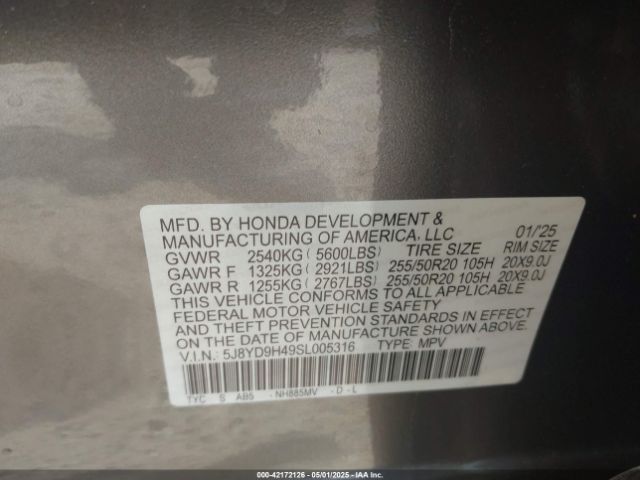 2025 ACURA MDX 5J8YD9H49SL005316 Photo 8